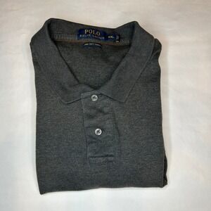 POLO Ralph Lauren Long Sleeve 2 Button Polo Shirt XXL Pima Cotton Dark Gray‎
